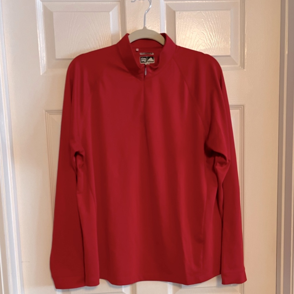 Adidas Red Quarter Zip Climawarm Long Sleeve